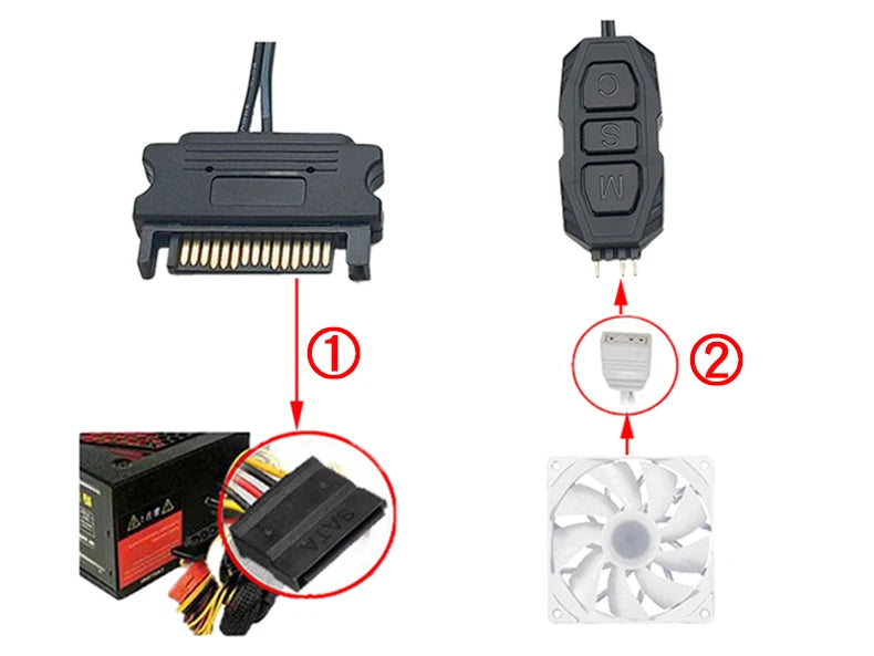 ARGB 5V 3Pin Controller To SATA RGB Remote Mini Controller HUB Adapter RGB Remote Controller for PC Fan Cooling Fan Light Strip