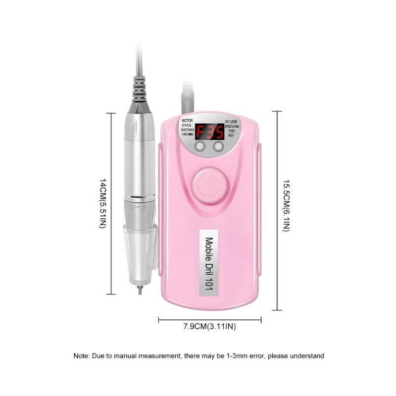 Electric Nail Drill Machine Professional Nail Drills For Gel Nail Polish Rechargeable Portable Nail File, Manicure Tool 35000RPM