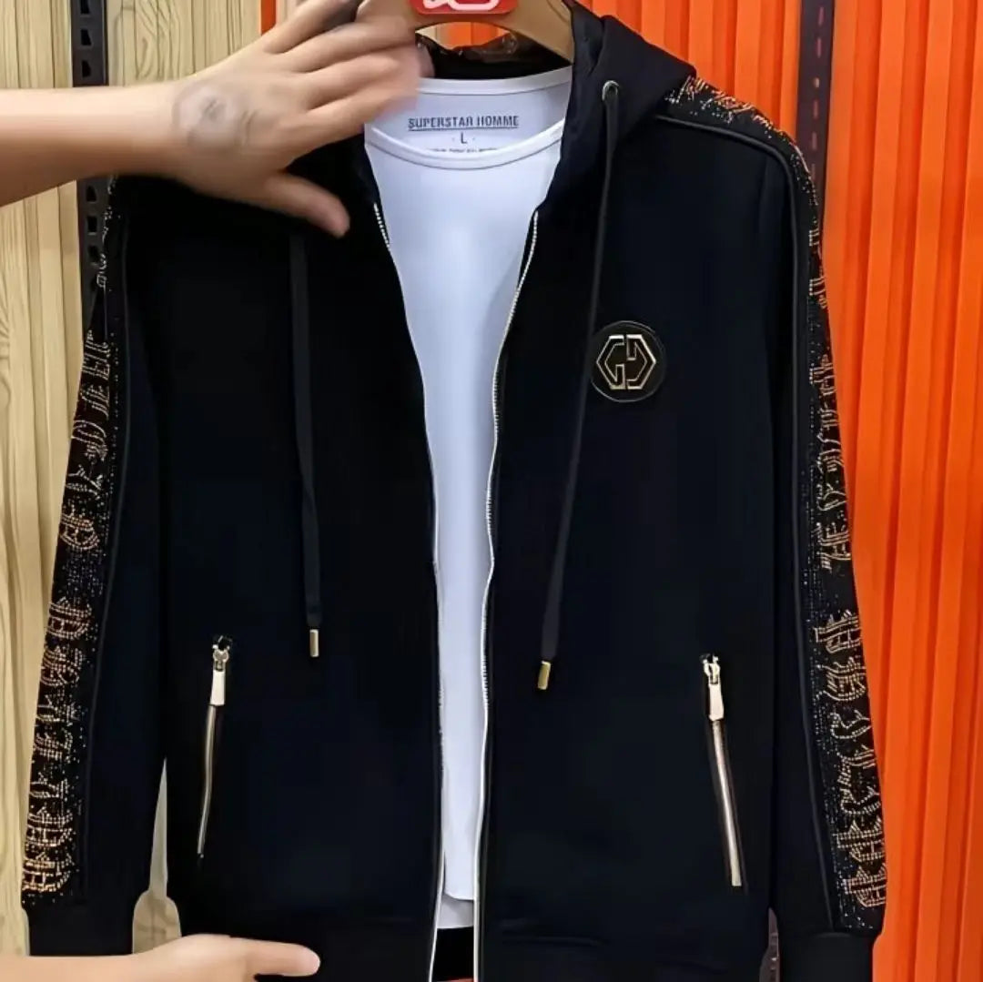 2025 Spring and Autumn New Trend Hooded Sports Two-piece Suit Handsome Casual Men's Light Luxury Suit