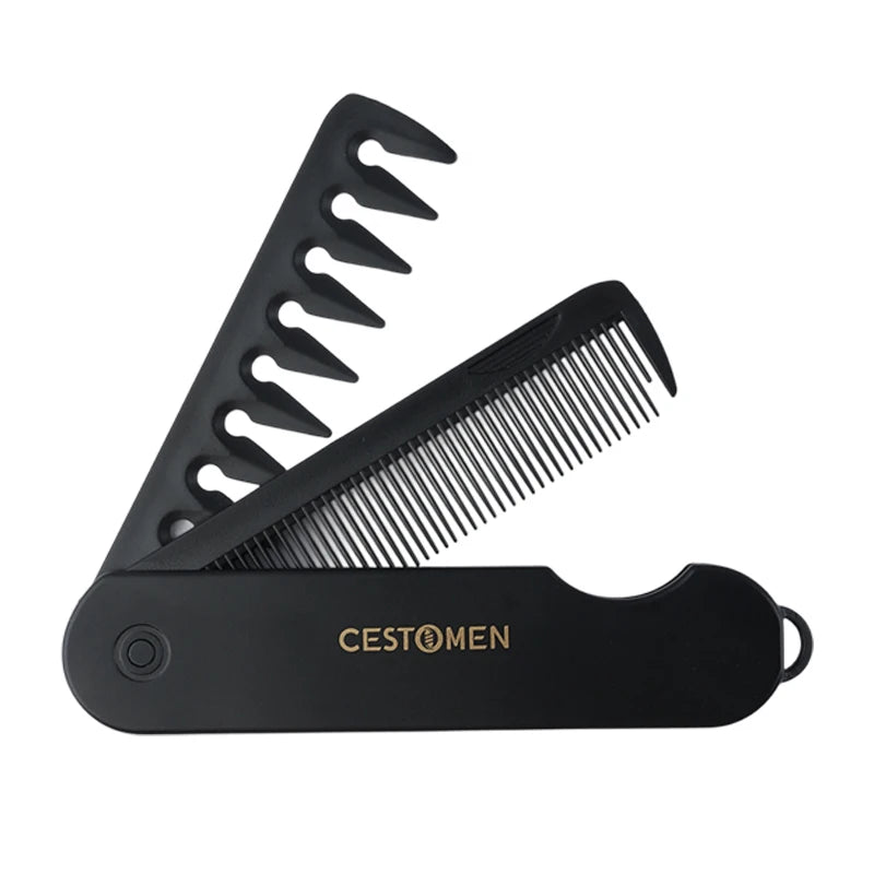 New 1/2/3 in 1 Pocket Folding Combs Plastic Wide Tooth Oil Head Comb Beard Combing Barber Clipper Comb Salon Hair Styling Tools