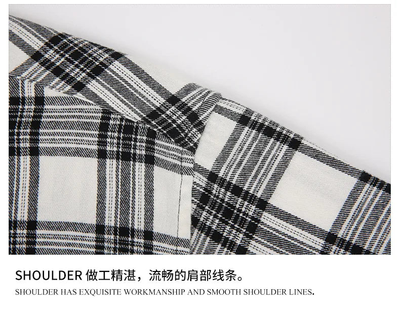 Men's long sleeve shirt ground wool plaid comfortable casual spring summer autumn high quality slim-fit free ironing fast
