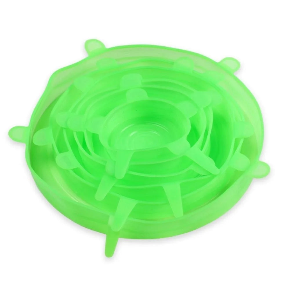 6PCS Food Reusable Fresh-keeping Cover Kitchen Gadgets Non-slip Bowl Cap Stretch Silicone Lids
