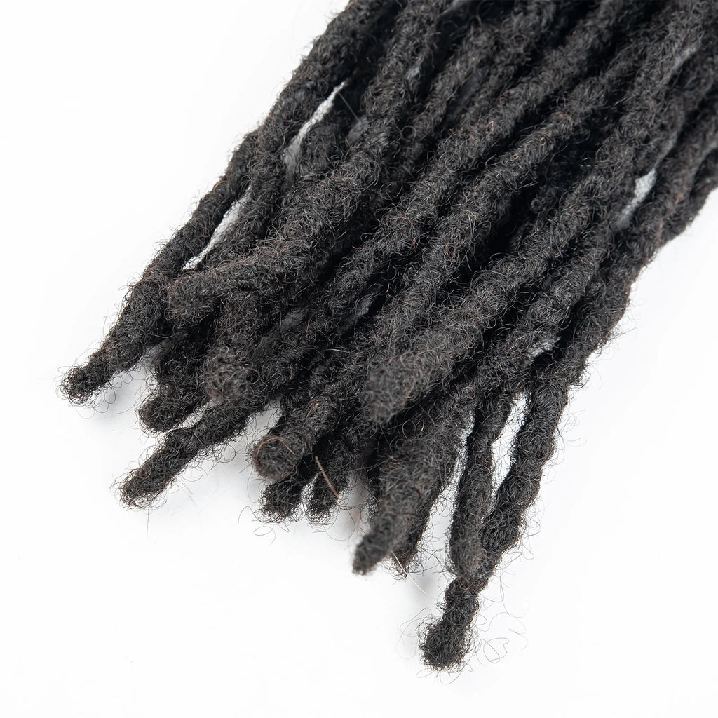 100% Real Human Hair Dreadlock Extensions for Crochet Braids 0.6cm Width Handmade Loc Extensions Human Hair for Men Women