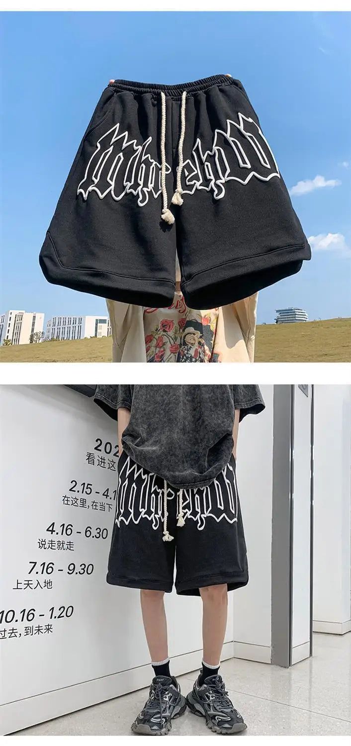 Casual Y2k Summer Women and Men Clothing Goth Letter Pants Harajuku Oversize Sweat Gym Shorts Korean Streetwear Sportswear Short