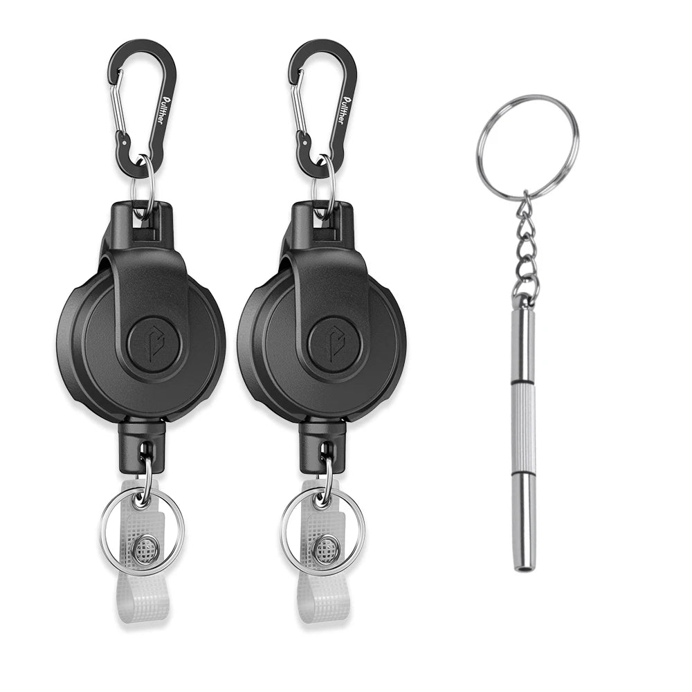 Retractable Key‌ Chain for man Reel‌ Badge Holders Retractabl Carabiner Quick Release Spring Clip outdoor camping equipment