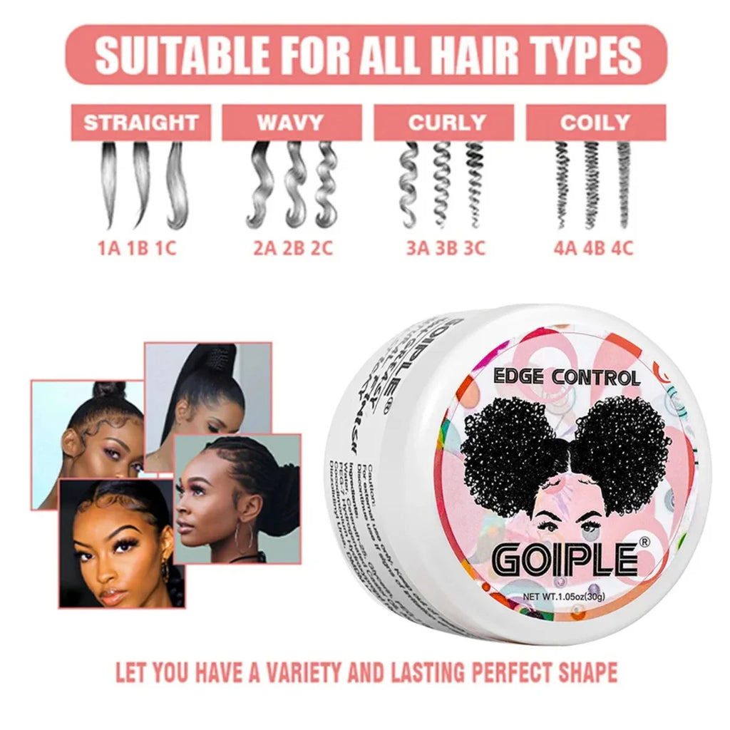 GOIPLE Extreme Hold Braid Gel-Styling Hair Wax for Cornrows, Locs, Twists and Fashionable Braids & Edge Control Gel & Brush 3pcs