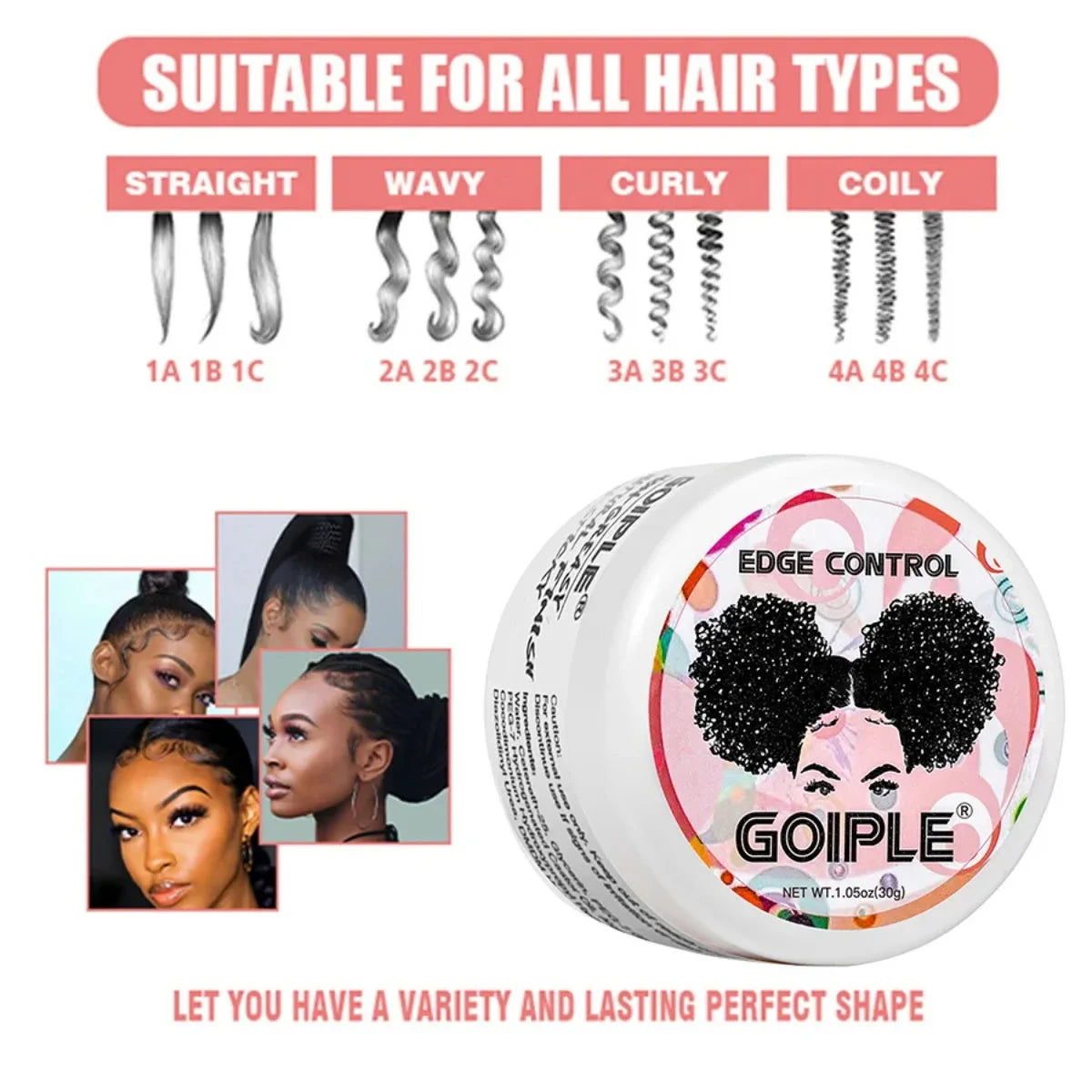 GOIPLE Extreme Hold Braid Gel-Styling Hair Wax for Cornrows, Locs, Twists and Fashionable Braids & Edge Control Gel & Brush 3pcs