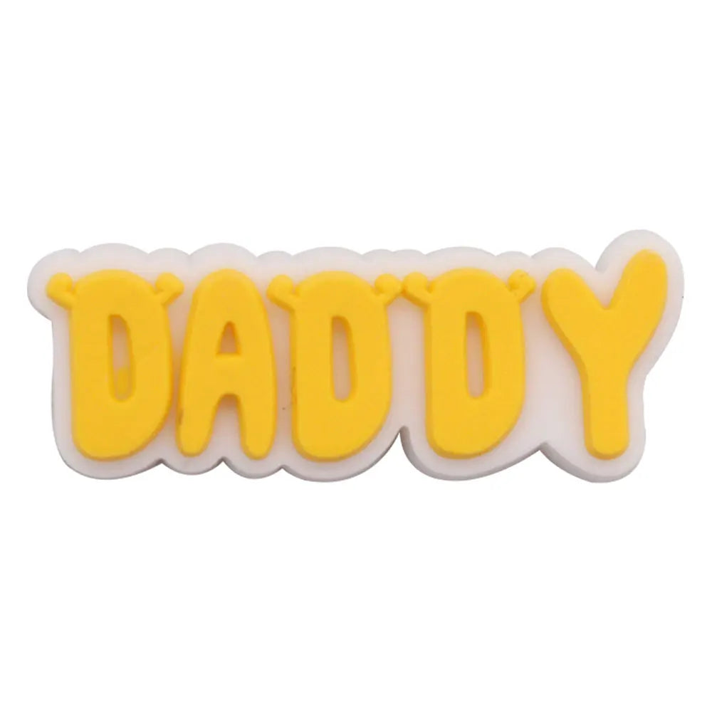 1-34PCS Cartoon Papa Happy Father's Day Best Dad Heart PVC Shoes Charms Accessories Buckle Clog Decorations DIY Bracelet