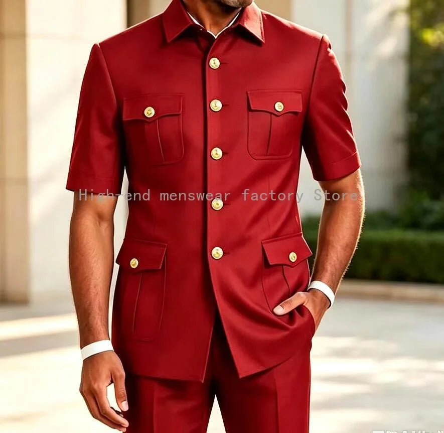 New Designal Brown Suits for Men Slim Fit Elegant Wedding Party Tuxedo Formal Business Casual Male Suit 2 Piece Set Jacket Pants