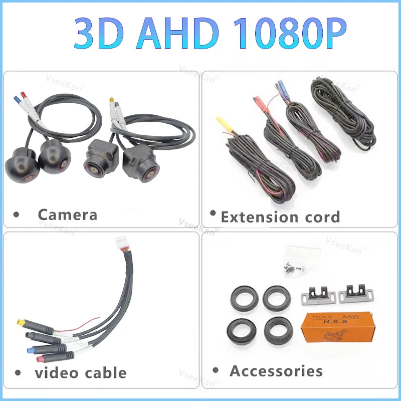 Car Camera 360 Degree Panoramic Imaging System 3D AHD 720P 1080P Four Way Camera HD Night Vision 2053/4007 1022 SN307 6048 WDR