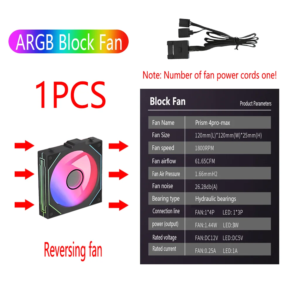 PC Case Fan 120mm ARGB Mirror Cycling Lighting Effect CPU Cooling Fan 4-Pin PWM 58.36CFM Fan for Computer Water Cooling