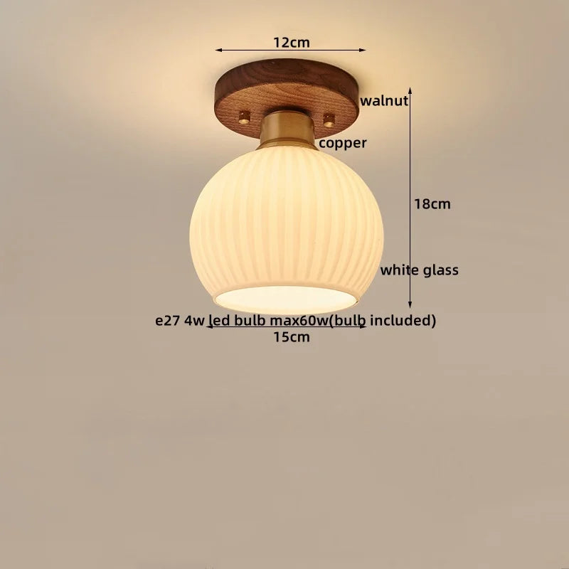 IWHD Walnut Copper LED Ceiling Lights Decoration Aisle Corridor Living Room Light Home Lighting Modern Ceiling lamp Luminaria