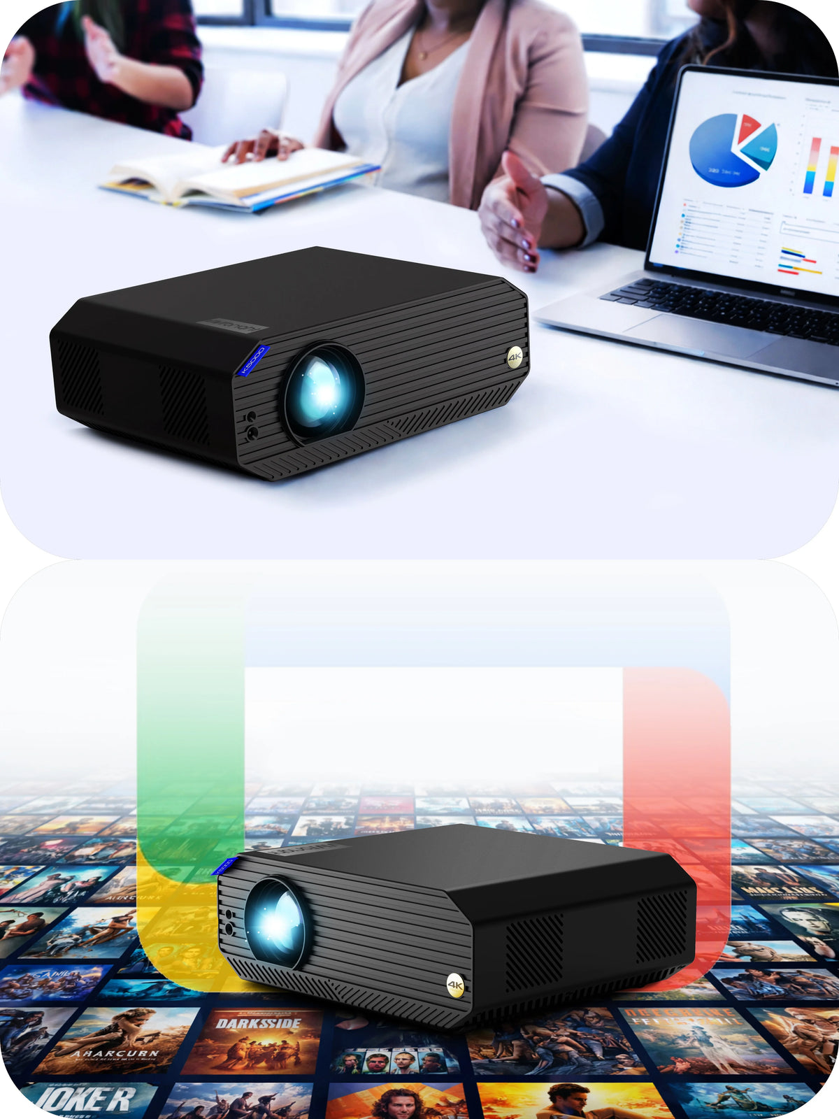 K5000SE Smart Home Theater Projector Full HD 1080P LED with Android 14 OS High Brightness Portable Design for Home Entertainment