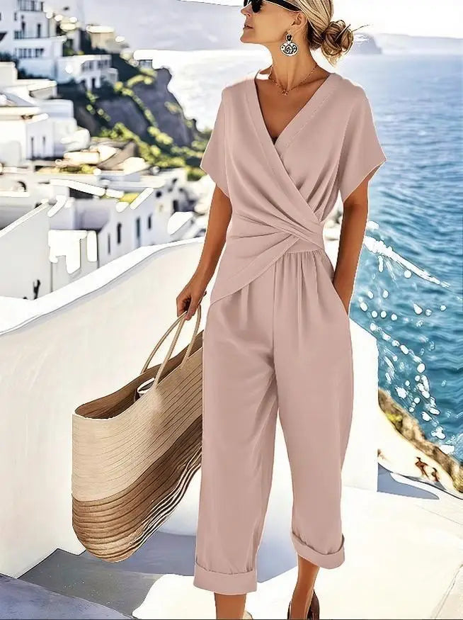 2 pieces women sets 2026 summer new fashion solid color irregular short-sleeved top+solid pant sets women's clothing