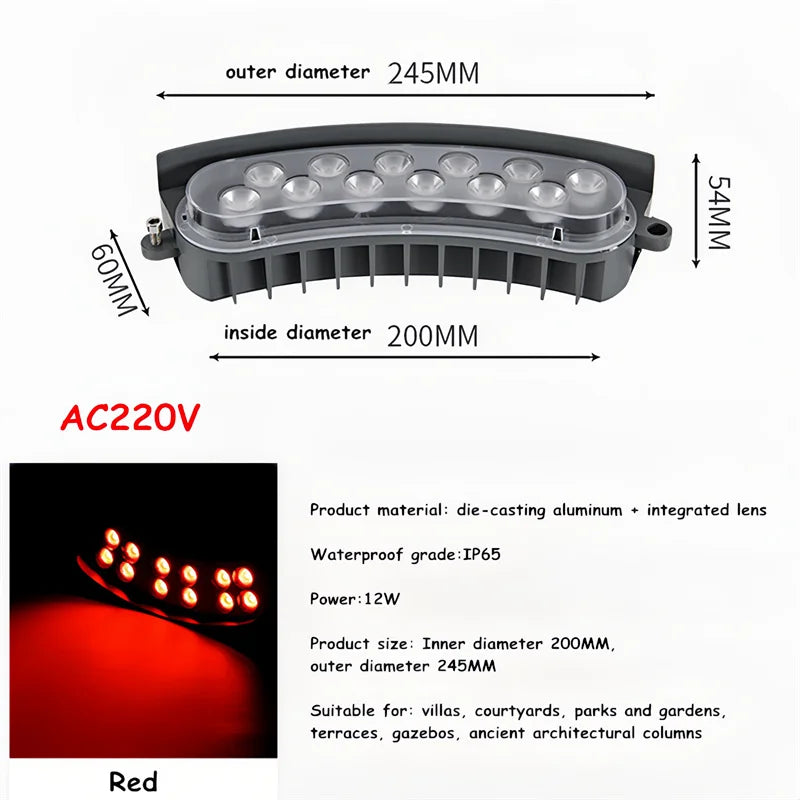12w 1pcs LED Outdoor Colorful Waterproof Tree-hugging Lamp Shooting Landscape Lighting Tree AC220v Park Light for Columns Yard