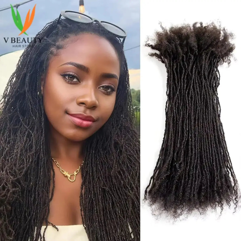 Colored 2mm Handmade Sisterlocs Real Human Hair Permanent Micro Locs Extensions Natural Looking Soft Dreadlock Interlocking