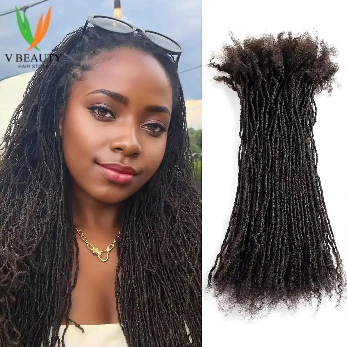 Colored 2mm Handmade Sisterlocs Real Human Hair Permanent Micro Locs Extensions Natural Looking Soft Dreadlock Interlocking