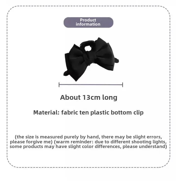 FENGCHE Bow Hairclaw Elegant Temperament Satin Grab Hair Accessories Shark Clip on The Back of The Head Hair Claw Clip