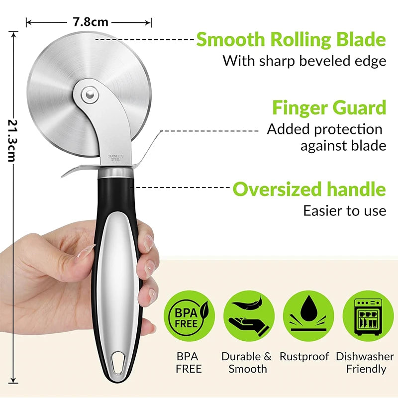 Premium Pizza Cutter Stainless Steel Pizza Cutter Wheel Super Sharp Pizza Slicer with Non-Slip Handle Kitchen Gadgets JT542