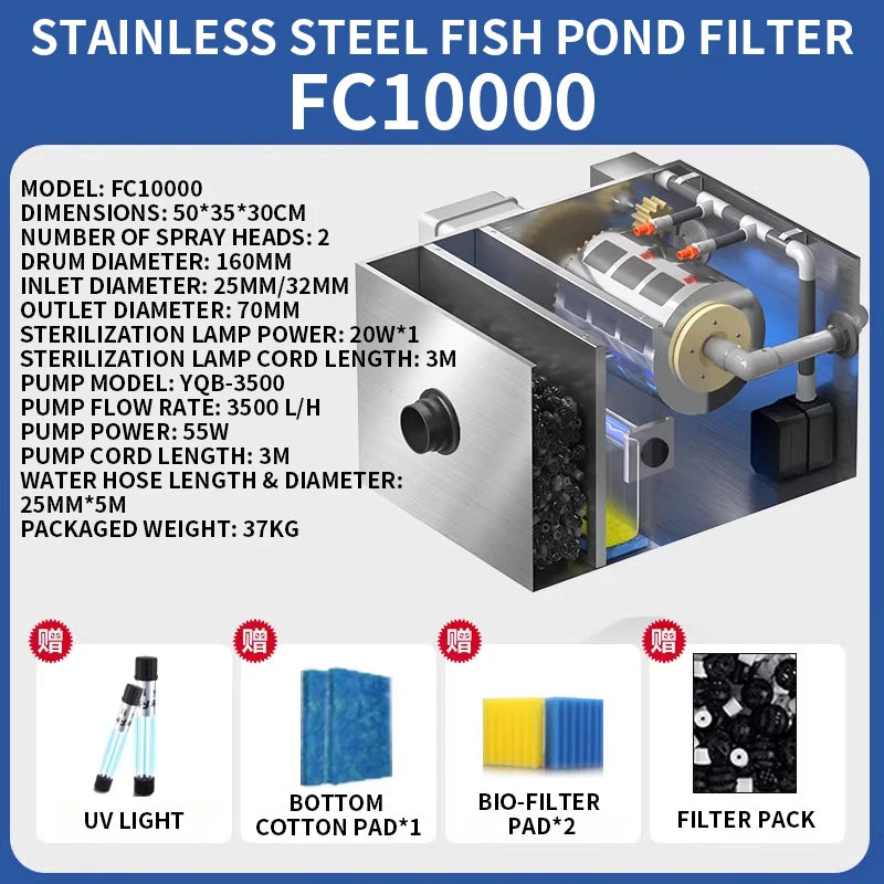Stainless Steel Backwash Drum Microfilter Silent Water Circulation Filter for Koi Fish Pond
