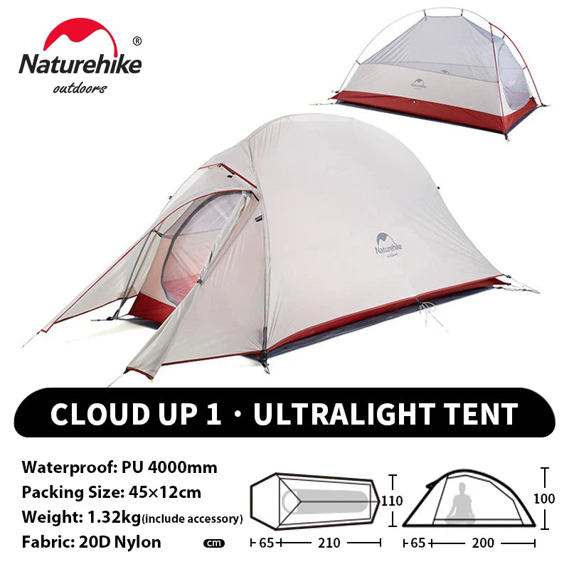 Naturehike Cloud Up 1 Upgraded Tent Ultralight Camping Tent Waterproof Outdoor Hiking Travel Tent Backpacking Cycling Tent
