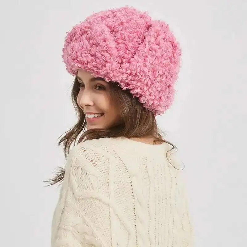 Winter Warm Bomber Hat Women Lamb Wool Faux Fur Hats Outdoor Thicken Earflap Caps Autumn Winter Ear Protect Ski Hat