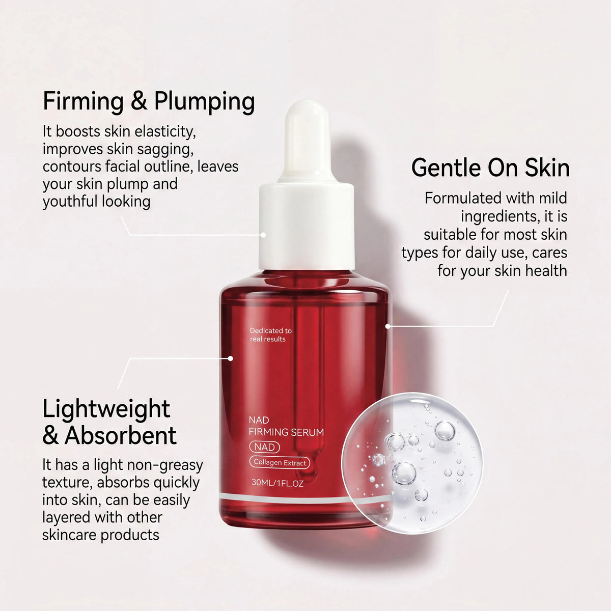 NAD+ Firming Serum Collagen Peptide Serum Improve Wrinkle & Fine Lines Enhance Skin Elasticity Whitening Serum For All Skin Type