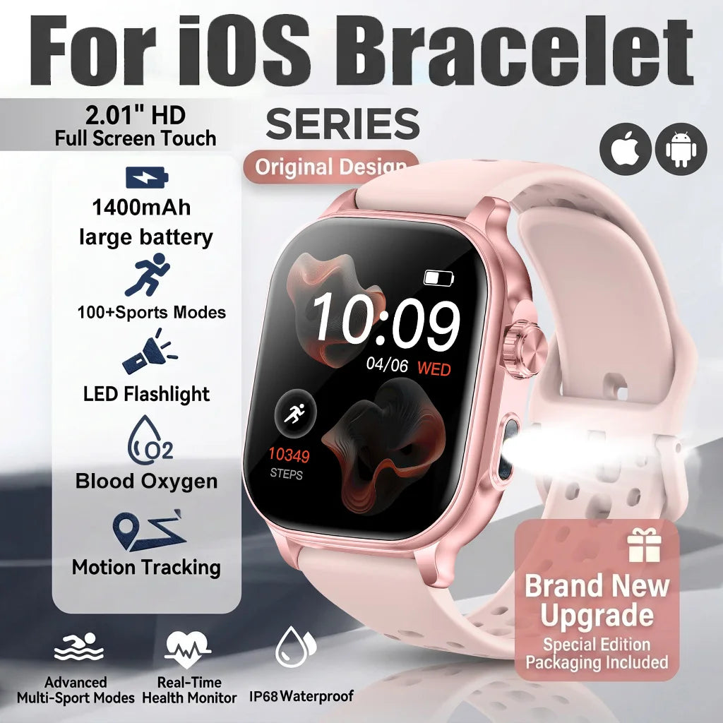 New1400mAh Military Grade Smart Watch 600 hours Battery Life 5ATM Waterproof BT Call Alert LED Flashlight 100+Sports Watches Men