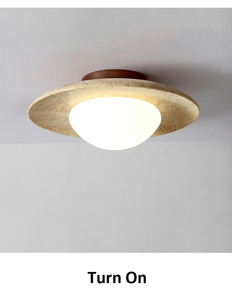 Japan Wabi Sabi Cream Natural Stone Porch Balcony Lighting Modern New Style Fresh Disc Shape Home Room Decoration Ceiling Lamp