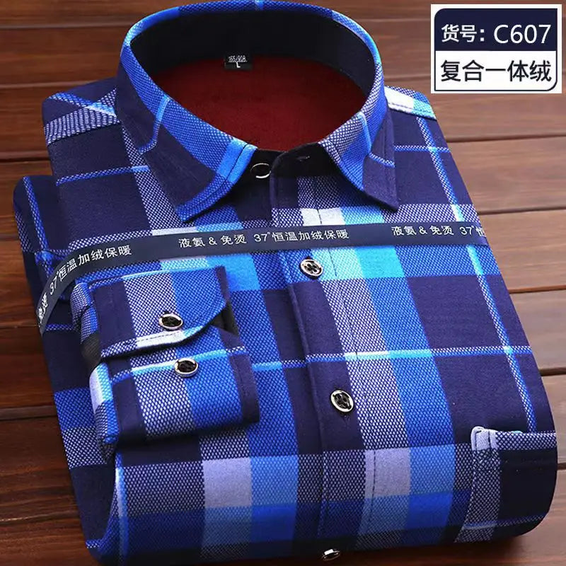 2026 Winter New arrival Men's Fashion Casual Long Sleeve Shirt autumn Men Fleece Thick Warm High Quality Large Size Shirt M-4XL