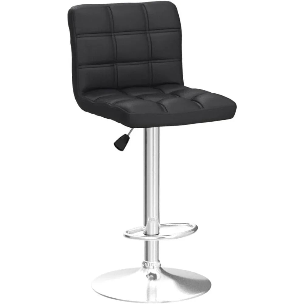 Set of 4 Adjustable Swivel Barstools, Modern PU Leather Kitchen Counter Bar Stools, Square Back Bar Stool Customized
