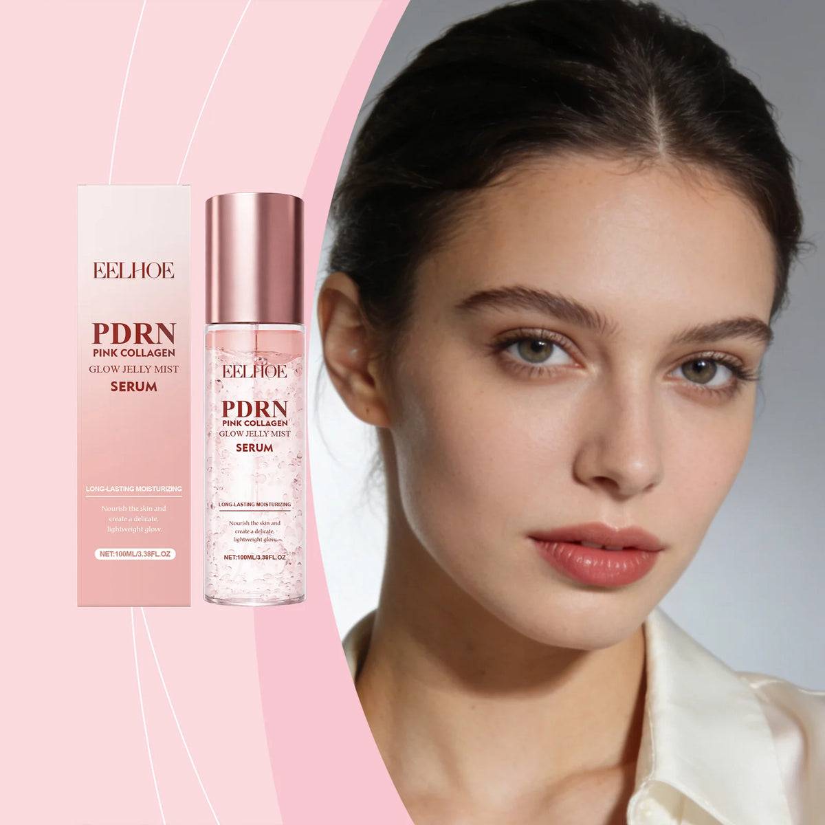 2026 PDRN Pink Collagen Glow Jelly Mist Serum Collagen Essence Spray Nourish Moisturiz Face Serum Toner Improve Drying Skin Care