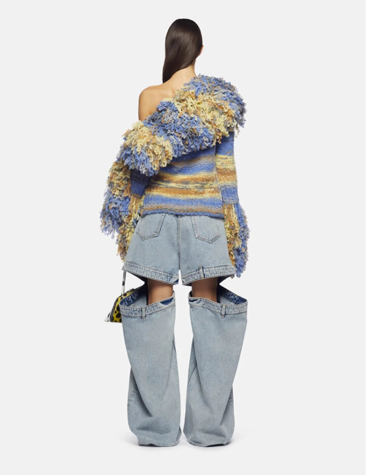 Fashion Women's Denim Pants Loose Waist Zip Hollow Out Solid Color Wide-leg Floor-length Jeans Autumn 2023 New Tide