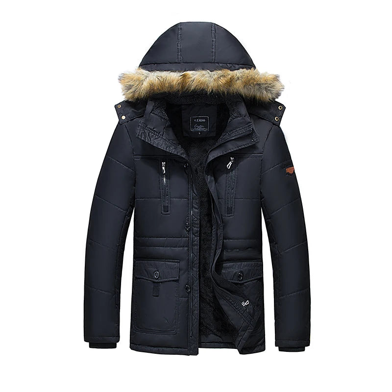 Solid Parkas Male Coat Large Size Clothing Parka Outdoor Men's Winter Jacket Plus Velvet Thick Warm Multi Pocket Jackets
