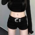 Summer Black Hot Shorts for Women Sexy Low Rise Y2K Gothic Tight Denim Short Pants Female Harajuku Streetwear Grunge Mini Shorts