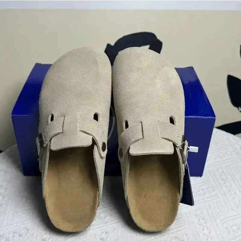 New Womens Clogs Boston Slides Mens Slippers Sandals Sliders Suede Leather Flips High Quality Spring Summer