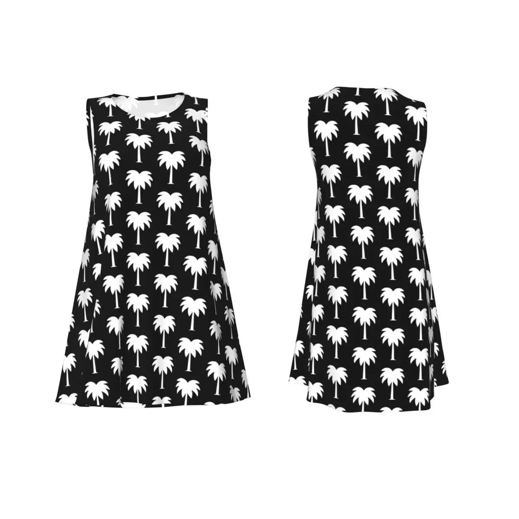 Beach Print Casual Dress Tropical Palm Tree Sleeveless Sexy Dresses Women Crew Neck Streetwear Dress Summer Graphic Clothing