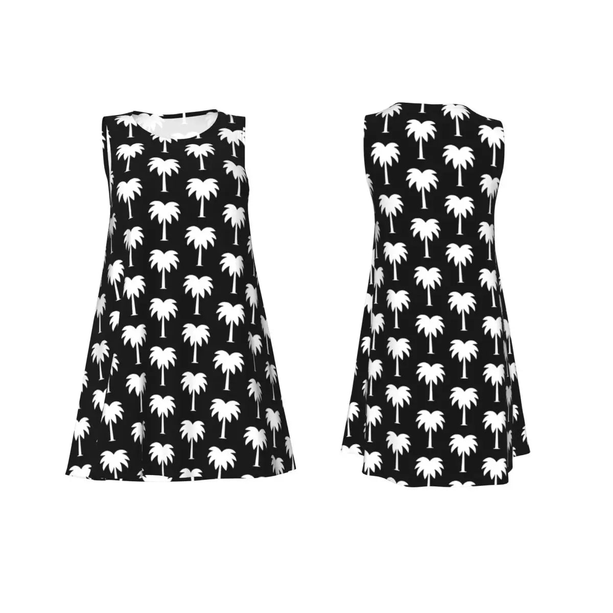 Beach Print Casual Dress Tropical Palm Tree Sleeveless Sexy Dresses Women Crew Neck Streetwear Dress Summer Graphic Clothing
