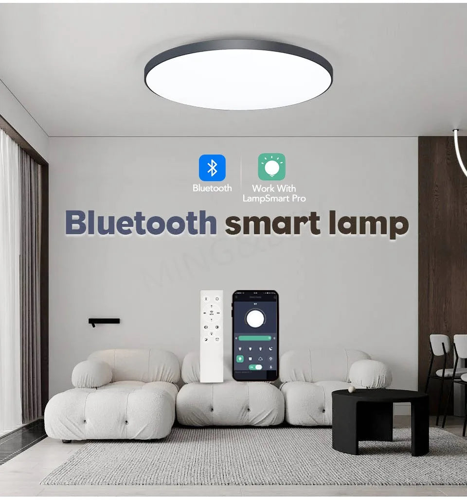 MING&BEN Smart LED Ceiling Lamps 18.5in Round Modern LED Ceiling Light With APP Remote Control Dimmable For Bedroom Living Room