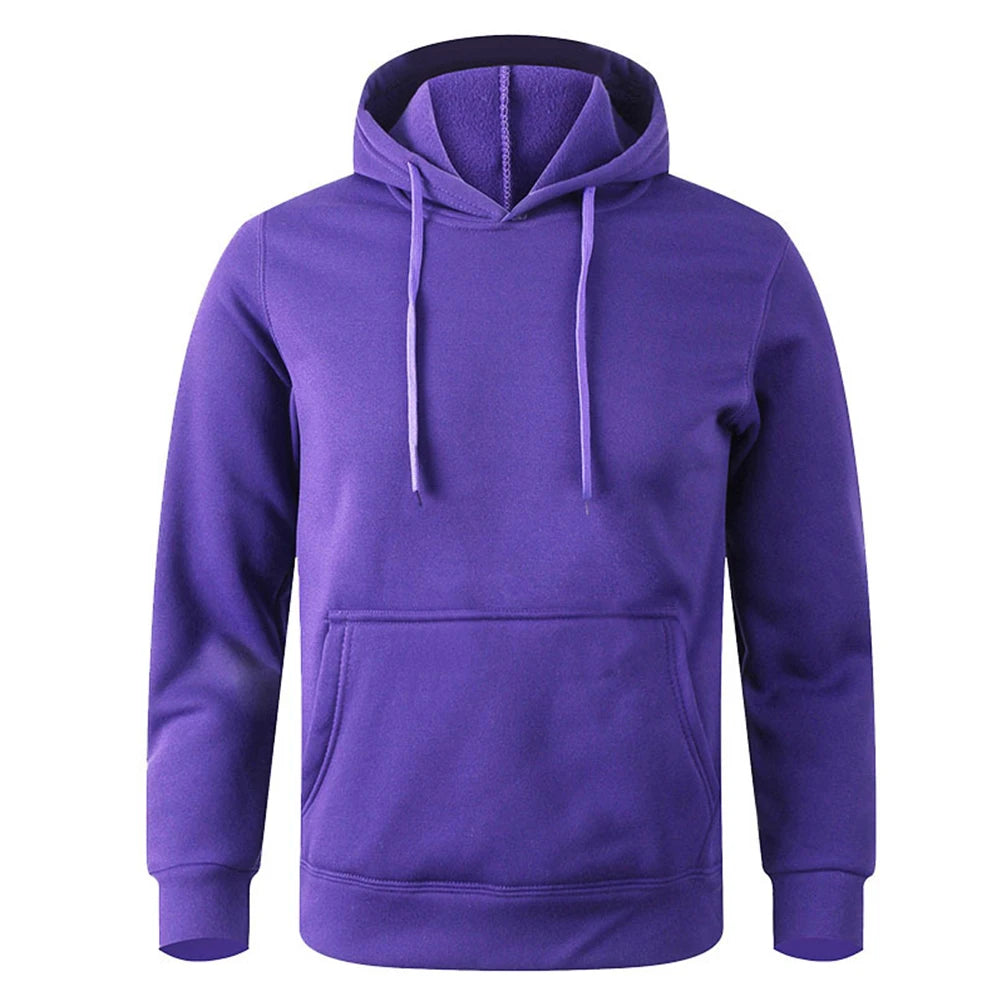 Autumn Winter Men Fleece Warm Mens Sweatshirt Casual Solid Color Streetwear Pullovers Sport School Fashion Hot Sale Hoodies