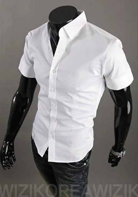 16 Colors Summer Polyester Men Solid Casual Business Shirts Men's Korean Version Slim Fit Short Sleeve Shirt 2023 New