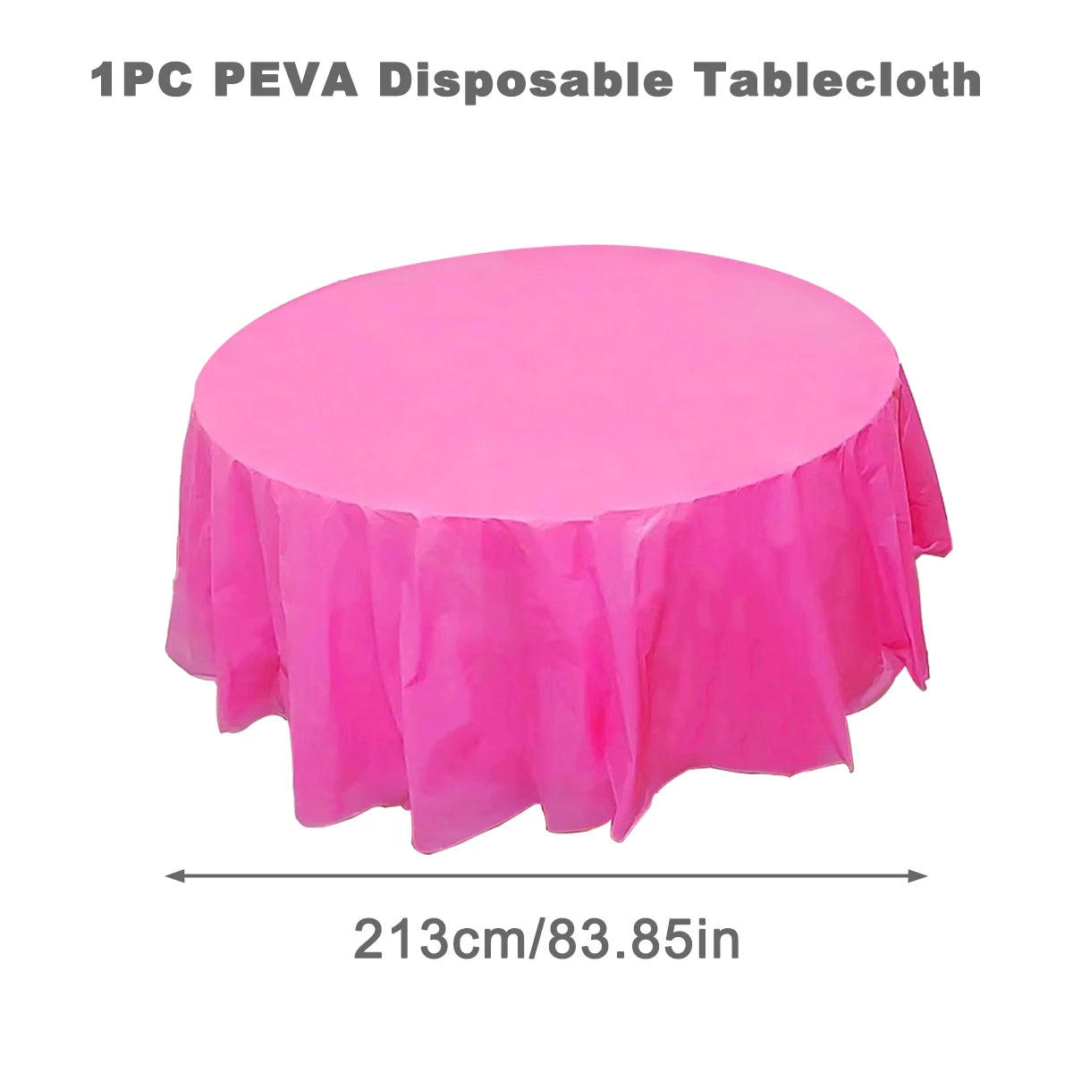 Round Tablecloth White Plastic No Stitch Fabric Elegant Solid Table Cloth for Christmas Birthday Wedding Party Hotel Decoration