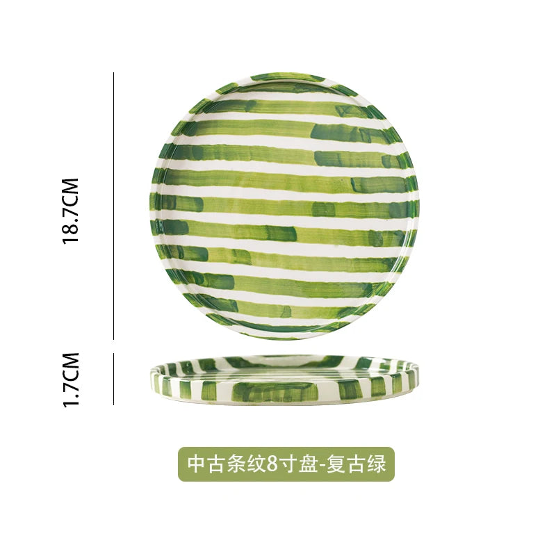 European Striped Ceramic Coffee Cup Saucer Modern Breakfast Dessert Plate Tea Cup Decorative Art Striped Coffee Cup 200 Ml Decor