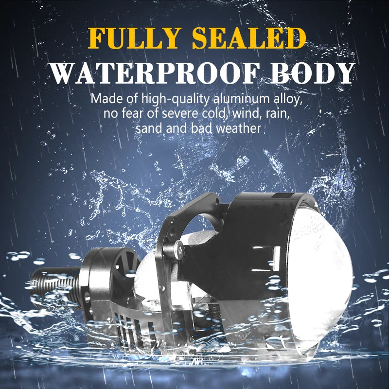 2pcs 2.5 Inch Bi‑LED Projector Lens High Low Beam Car Headlight Retrofit H7 H4 H11 Universal LED Headlamp Waterproof Auto Lamp