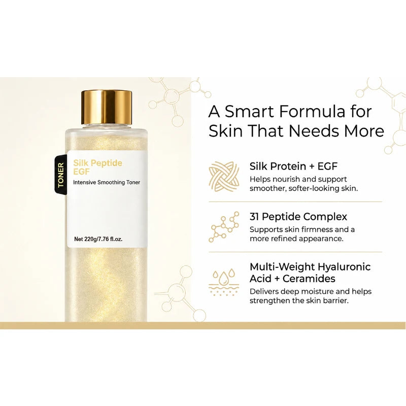 EGF Silk Peptide Toner 220g Hydrate Facial Essence Water Revitalize Improve Rough Skin Revitalize Refreshing Non-sticky Texture
