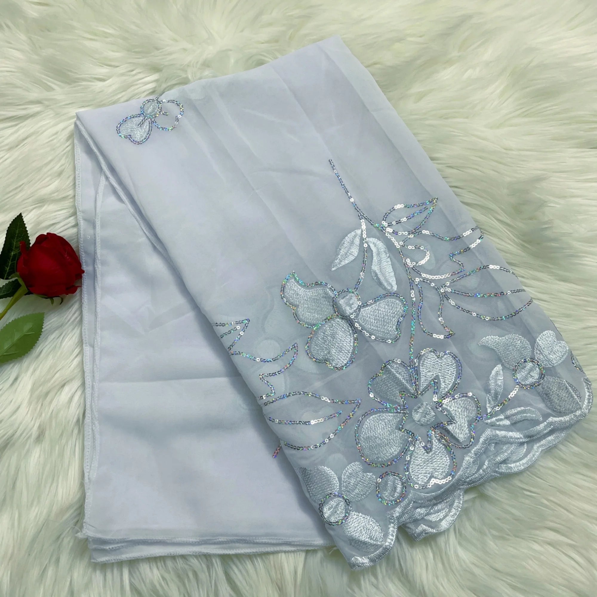 2023 Latest African Spring Women Scarf Chiffon Sequin Embroidered Ramadan Hijab Shawl Fashionable Casual Diamond  Headscarf