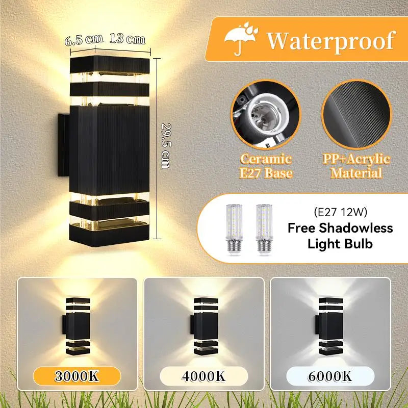 Outdoor LED Wall Lights  Replaceable Light Bulb E27 Waterproof Wall Lamp for Modern Home Interior Stairs Lighting Decoration