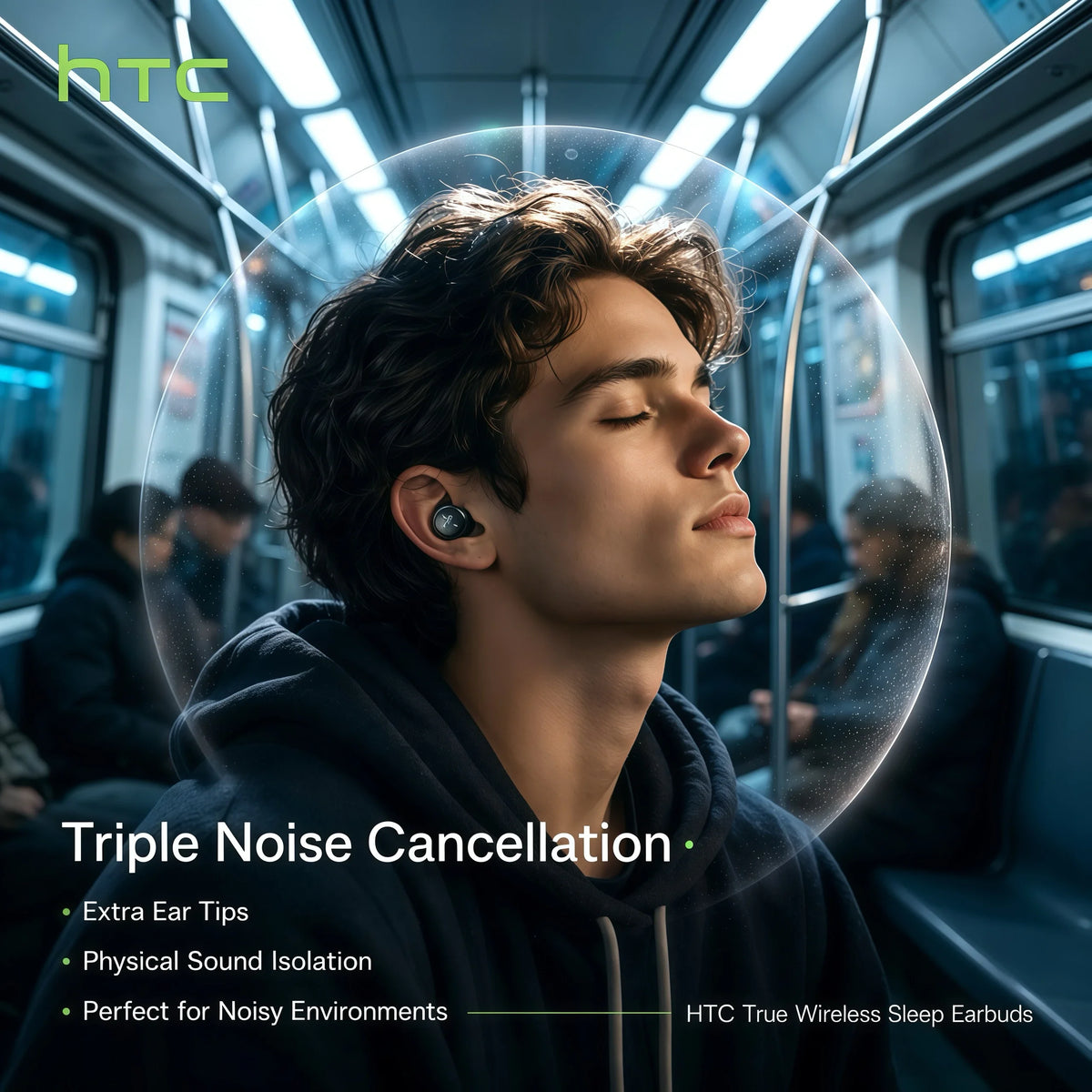 HTC NE92 Sleeping Mini Bluetooth Earphones TWS Wireless Headphones With Mic Noise Reduction Soft In-Ear Earbuds