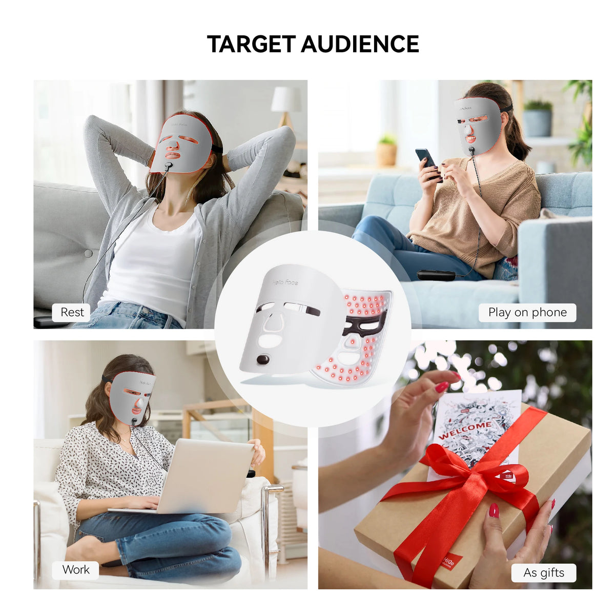 Hello Face Wireless Near-Infrared and Red Light Facial Mask For Powerful Professional Ultra-light Mask