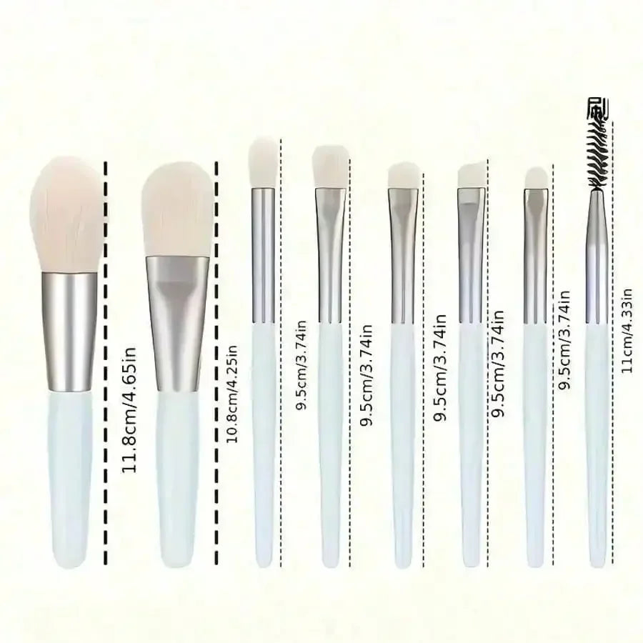 Portable Mini Multipurpose Makeup Brush Set 8Pcs Professional Cosmetic Tool For Blush Eyeshadow Concealer Travel Daily Makeup Supply